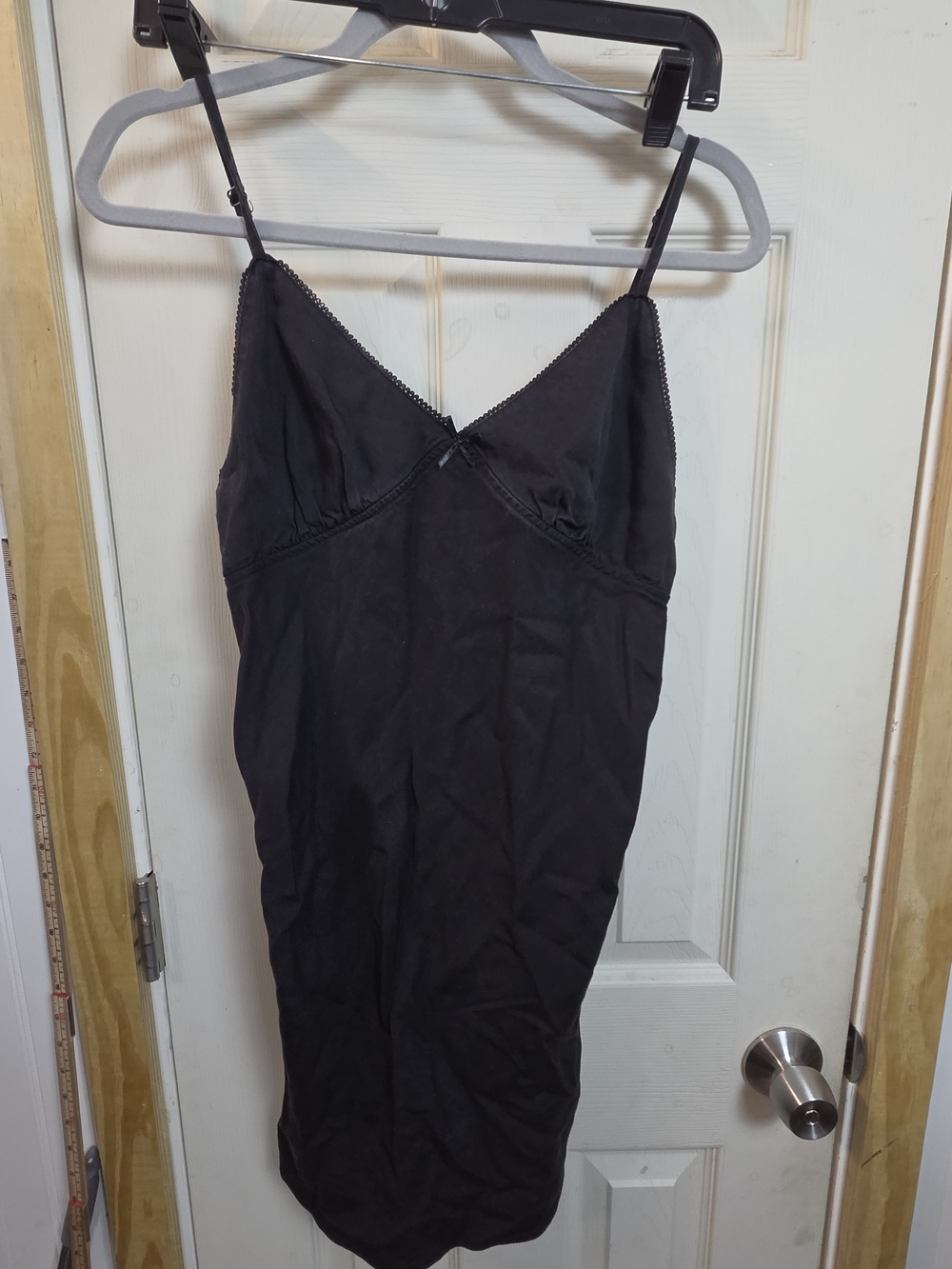 Slip Adjustable Straps Zara Black Lace-Trim Dress #0475